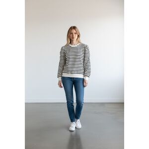 Mint Velvet Puff Sleeve Striped Sweatshirt Women's Medium